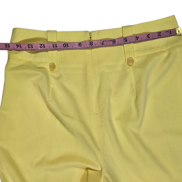 BCBG Maxazria Yellow Pintuck Ankle Dress Pants Size 10 ? Flat Front Work Career - Picture 12 of 16